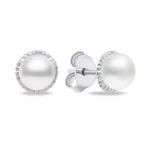 Brilio Silver Minimalistische Silberohrringe mit echten Perlen EA620W