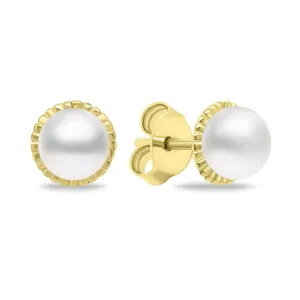 Brilio Silver Minimalistische vergoldete Ohrringe mit echten Perlen EA620Y