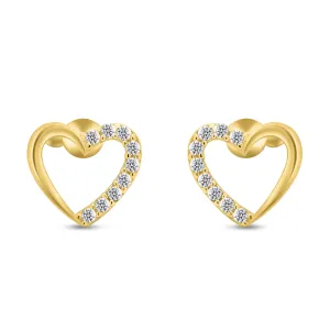 Brilio Silver RomanticCharmante vergoldete Ohrringe glitzernde Herzen EA356Y