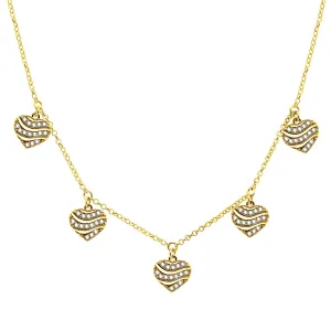 Brilio Silver romantische vergoldete Halskette mit Herzen NCL11Y