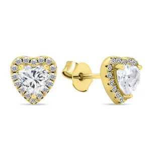 Brilio Silver Romantische vergoldete Ohrringe mit Zirkonen Kleine Herzen EA574Y