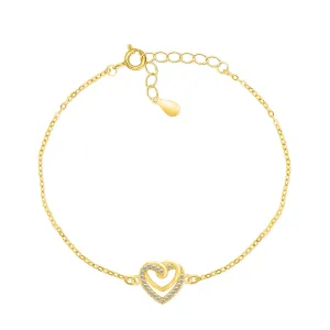 Brilio Silver Romantisches vergoldetes Armband mit Herzen BRC62Y