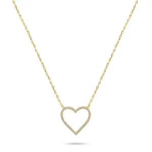 Brilio Silver Sanfte vergoldete Halskette Herz mit Zirkonen NCL35Y