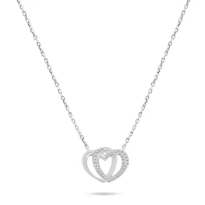 Brilio Silver Schicke Silberkette Herz mit Zirkonen NCL83W