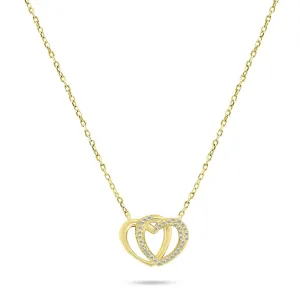 Brilio Silver Schicke vergoldete Halskette Herz mit Zirkonen NCL83Y
