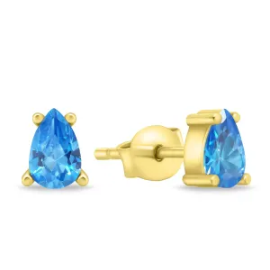 Brilio Silver Schicke vergoldete Ohrringe mit blauen Zirkonen EA860YAQ