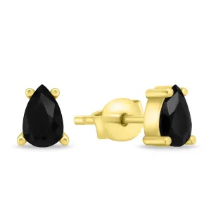 Brilio Silver Schicke vergoldete Ohrringe mit schwarzen Zirkonen EA860YBC