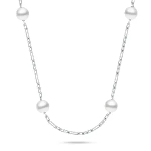 Brilio Silver Silberne Halskette mit Majorica-Perlen NCL140W