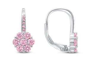 Brilio Silver Silber Ohrringe Blumen mit rosa Zirkonen EA15