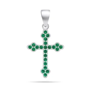 Brilio Silver Silberanhänger mit grünen Zirkonen Kreuz PT84WG