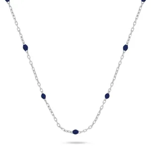 Brilio Silver Silberne Halskette mit dunkelblauen Perlen NCL112WB
