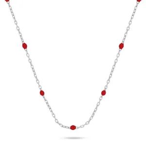 Brilio Silver Silberne Halskette mit roten Perlen NCL112WR