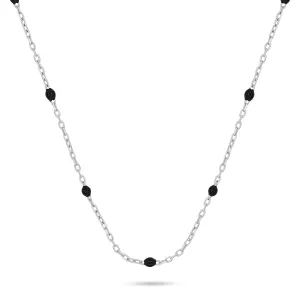 Brilio Silver Silberne Halskette mit schwarzen Perlen NCL112WBC