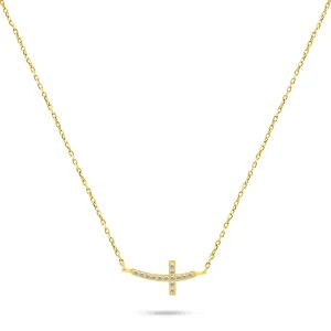 Brilio Silver Vergoldete Halskette Kreuz mit Zirkonen NCL57Y