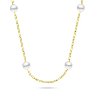 Brilio Silver Vergoldete Halskette mit Majorica-Perlen NCL140Y