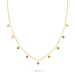 Brilio Silver Vergoldete Halskette mit farbigen Zirkonen NCL60Y