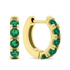 Brilio Silver Winzige vergoldete Ringe mit grünen Zirkonen EA481YG