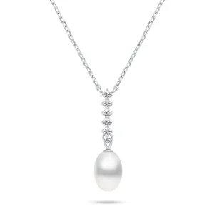 Brilio Silver Wunderschöne Silberkette mit echter Perle NCL130W
