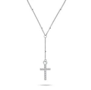 Brilio Silver Zeitlose Silberkette Kreuz mit Zirkonen NCL106W