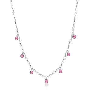 Brosway Glitzernde Halskette mit rosa Kristallen Symphonia BYM140