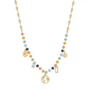 Brosway Schicke vergoldete Halskette mit Perlen und Anhängern Chakra BHKN083