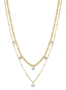 Brosway Vergoldete doppelte Halskette mit Kristallen BYM82