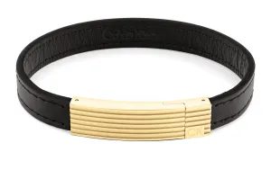 Calvin Klein Modernes Bicolor Herrenarmband aus schwarzem Leder 35000269