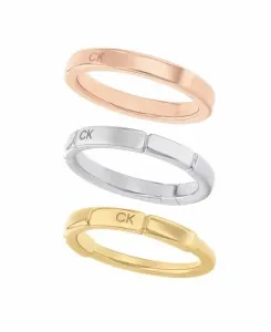 Calvin Klein Schicker dreifarbiger Ring 3 in 1 Soft Squares 35000458 54 mm