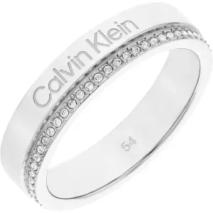 Calvin Klein Stahlring mit Kristallen Minimal Linear 35000200 56 mm