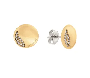 Calvin Klein Stilvolle vergoldete Ohrringe mit Kristallen Minimal 35000138
