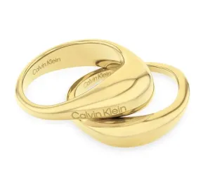 Calvin Klein Stilvolles Set vergoldeter Ringe Elongated Drops 35000448 52 mm
