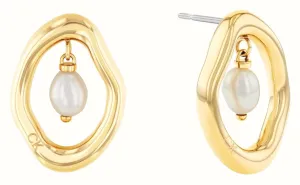 Calvin Klein Zarte vergoldete Ohrringe Edgy Pearls 35000562