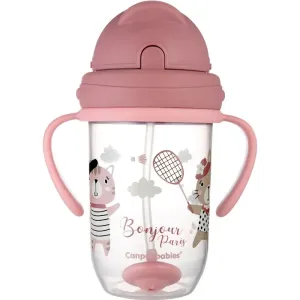 Canpol babies Bonjour Paris Cup Tasse mit Strohhalm Pink 270 ml