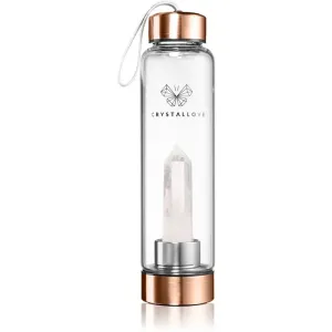 Crystallove Clear Quartz Bottle Rose Gold Wasserflasche 550 ml