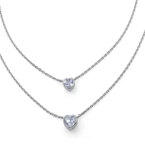 CRYSTalp Doppelte Silberkette Herz mit Kristallen 30527.S