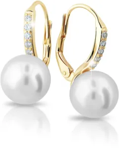 Cutie Jewellery Exklusive goldene Ohrringe mit echten Perlen und Zirkonen Z6432-3122-50-10-X-1