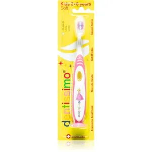 Dentissimo Toothbrushes Kids Zahnbürste mit Saugnapf für Kinder weich Farbton Pink 1 St