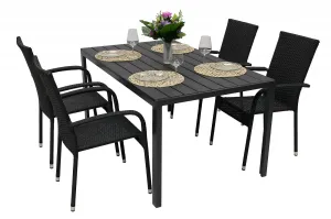 Sitzgruppe aus Polyrattan SIENA 1+4 (verschiedene Längen) Tisch 150x90 cm
