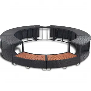 Möbelset für mobilen runden Whirlpool (Kunstpolyrattan schwarz)