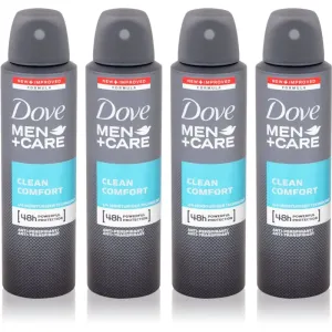 Dove Men+Care Clean Comfort Antitranspirant-Spray 4 x 150 ml (vorteilhafte Packung) für Herren