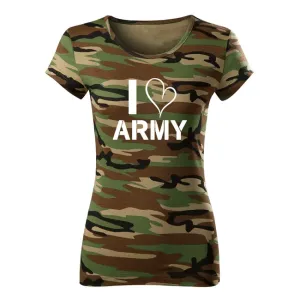 DRAGOWA Damen Kurzshirt i love army, camouflage 150g/m2 #1225107