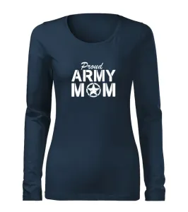 DRAGOWA Slim Damen-Langarmshirt army mom, dunkelblau 160g/m2