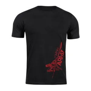 DRAGOWA Kurz-T-Shirt spartan army RedMyles, schwarz 160g/m2