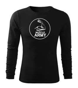 DRAGOWA Fit-T langärmliges T-Shirt muscle army biceps, schwarz 160g/m2