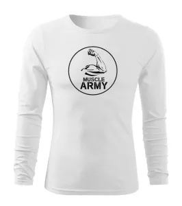 DRAGOWA Fit-T langärmliges T-Shirt muscle army biceps, weiß 160g/m2