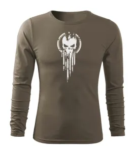 DRAGOWA Fit-T langärmliges T-Shirt skull, olivgrün 160g/m2