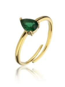 Emily Westwood Bezaubernder vergoldeter Ring mit einem grünen Zirkon Presley EWR23063G