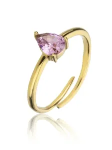 Emily Westwood Bezaubernder vergoldeter Ring mit rosa Zirkon Presley EWR23055G