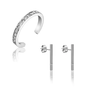 Emily Westwood Stilvolles Set aus minimalistischem Schmuck aus Stahl WS070S (Ohrringe, Ring)