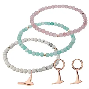 Emily Westwood Zartes Perlen-Set aus Armbändern und Ohrringen WS064R
